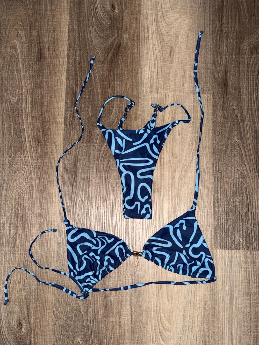 🩵 NWOT MEDIUM  BLUE TURQUOISE PRINT BIKINI SWIM SET 🩵